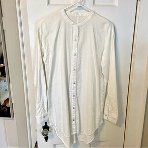 Eileen Fisher Round Collar Button Down Tunic Shirt